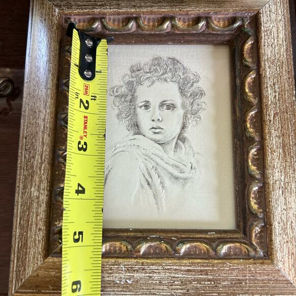 Vintage The Divine Shepherd by Bartolomé Esteban Murillo Framed Pencil Drawing - Picture 11 of 14